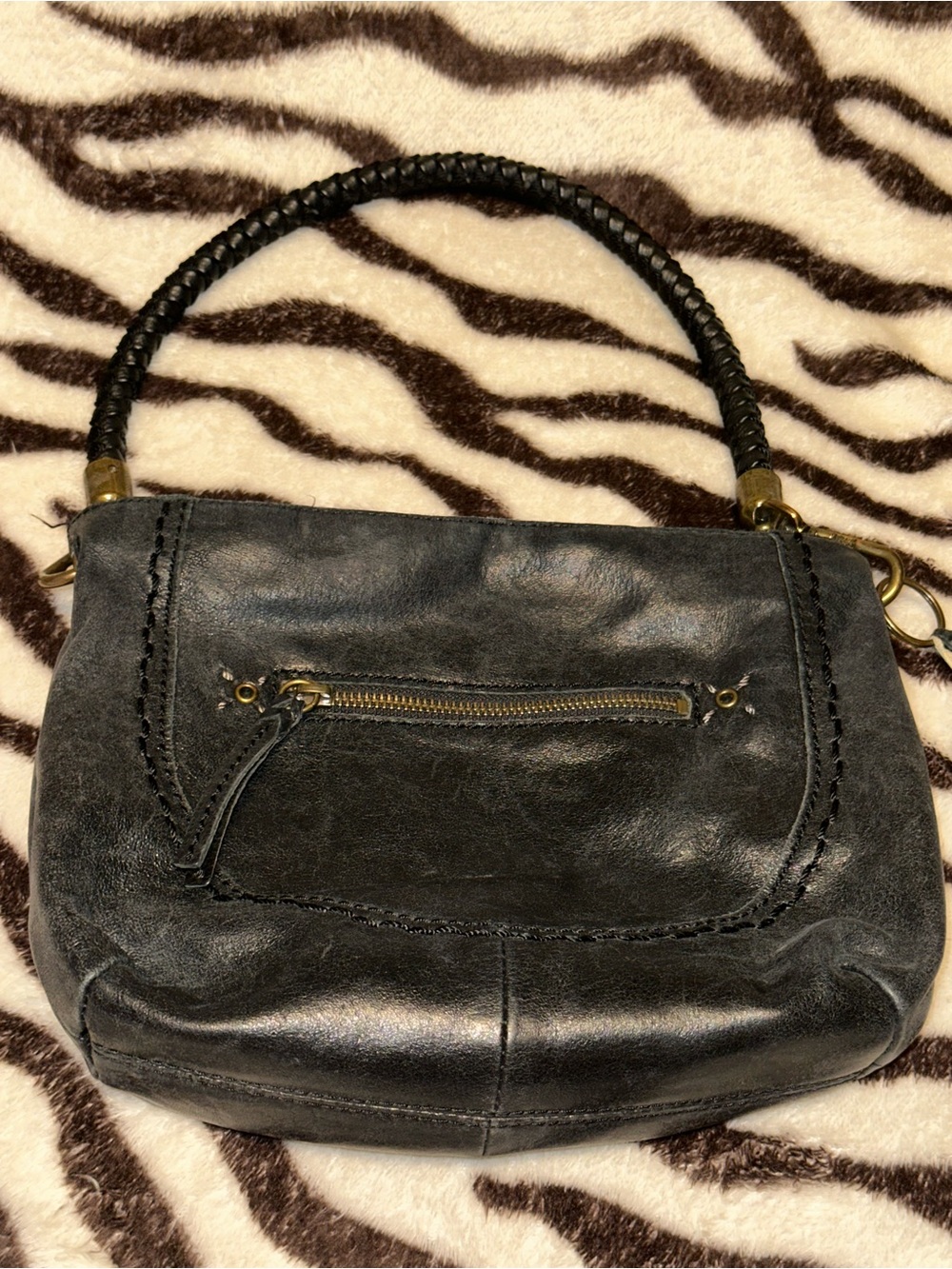 The Sak Black Leather Braided-Handle Hobo